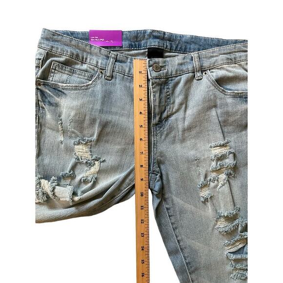 Mossimo Jeans Women Size 12 Blue Denim Light Wash Distressed Low-Rise Skinny Leg - Picture 6 of 7